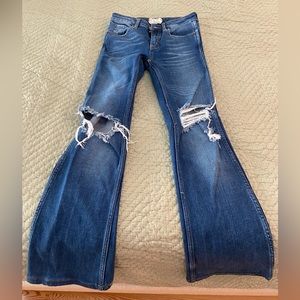 Free People Blue Flare Jeans Size 26